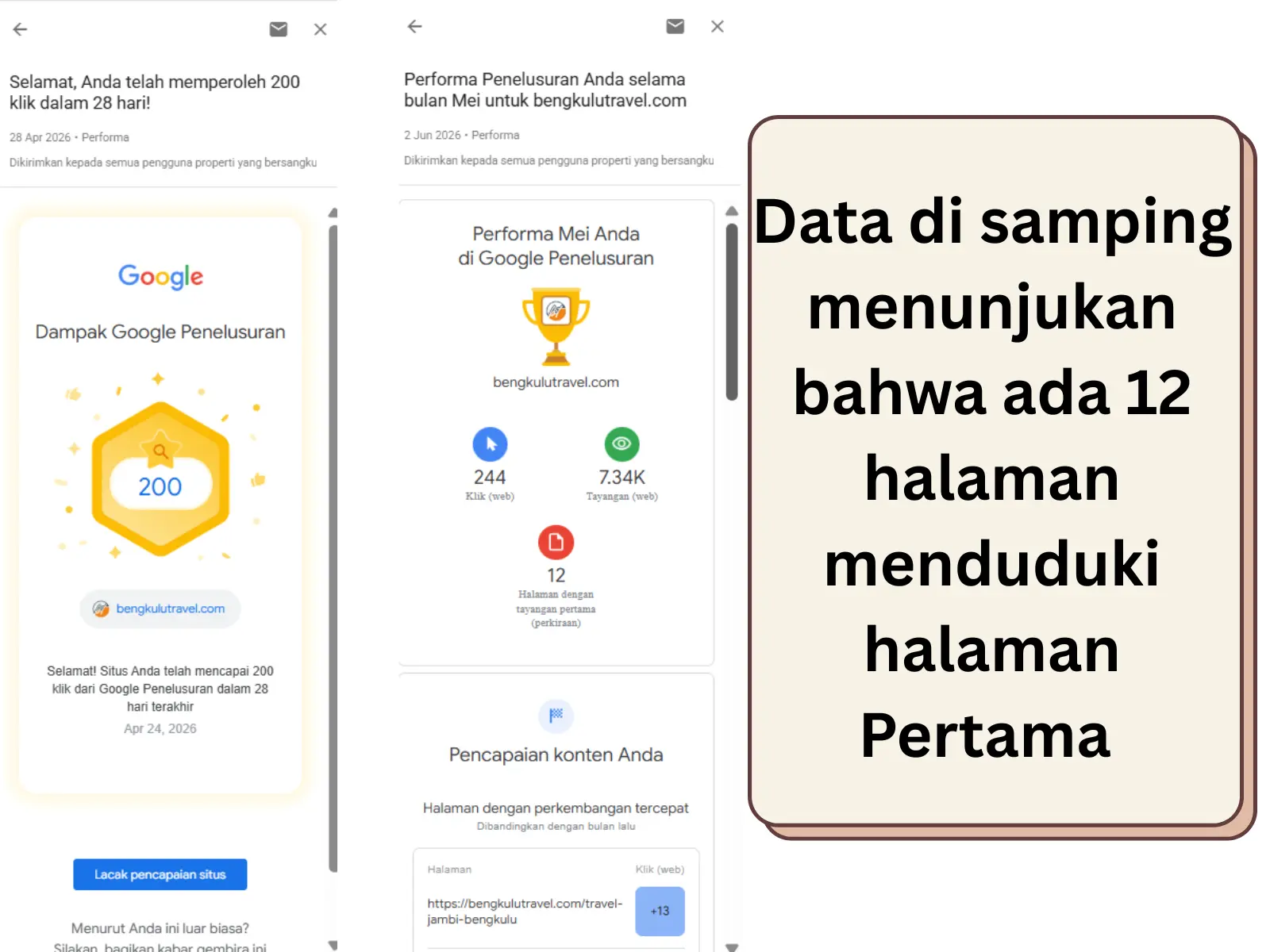 Notifikasi Klik 28 Hari Terakhir